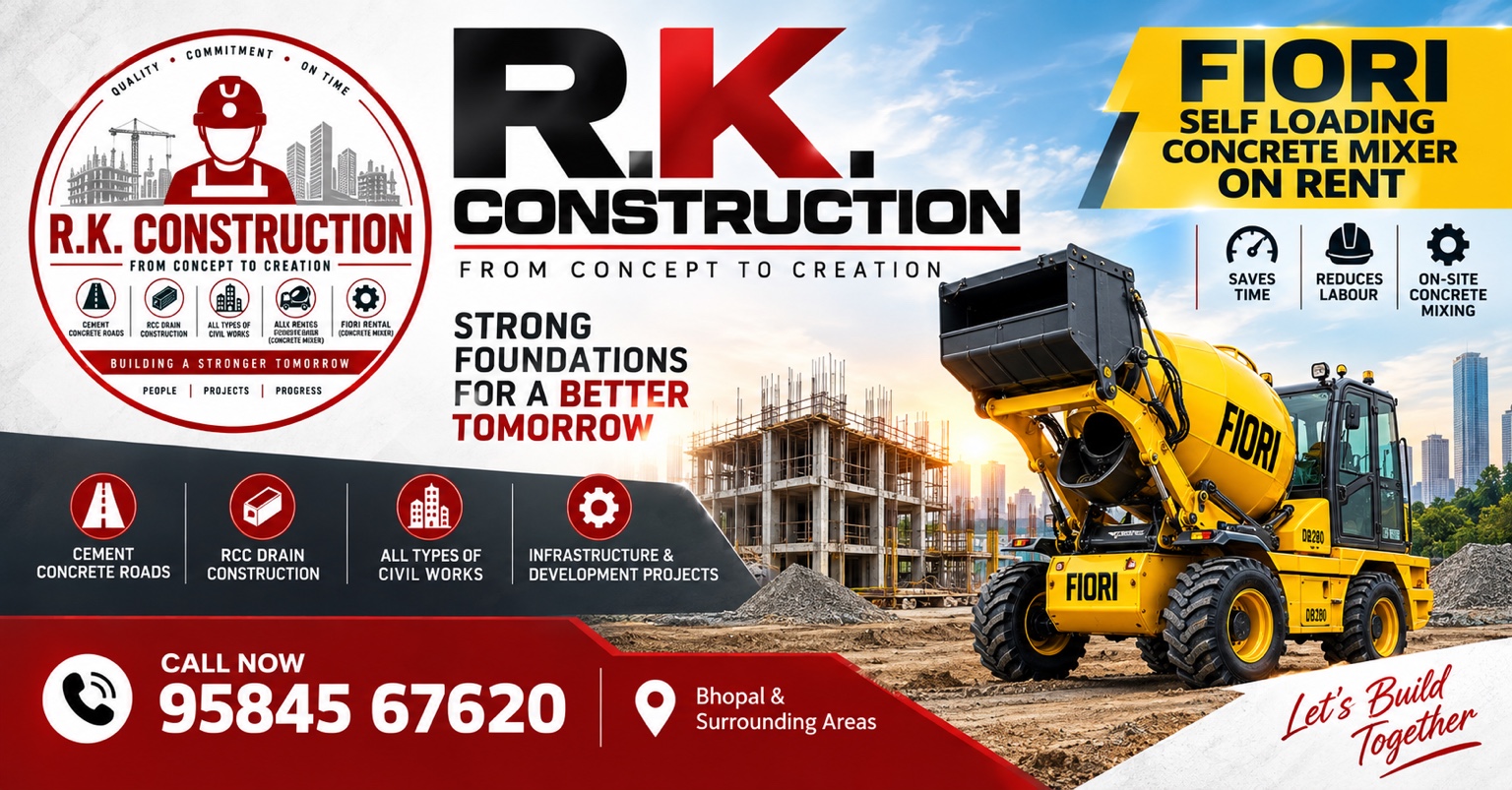 R K Construction and FIORI self-loading concrete mixer